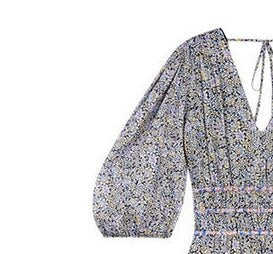 Women Dress 2023 Summer V-neck Floral Leaky Back Waist Thin and Temperament Long Dress Midi Dress