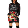 Women Dress Merry Christmas Sweatshirts With Pockets 2022 Casual Prints Bag Hip Pocket Long Sleeves Dress Hoodies Y2k