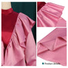 Women Dress Pink Wine Red Patchwork Ruffle Long Sleeves Lovely Autumn Spring Party Christmas Female Gowns 2023 Robe