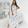 Women Dress Summer Elegant Spaghetti Strap Beach Party Dress Floral Print Belted Irregular A-line Ladies Sexy Maxi Dresses