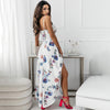 Women Dress Summer Elegant Spaghetti Strap Beach Party Dress Floral Print Belted Irregular A-line Ladies Sexy Maxi Dresses
