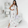Women Dress Summer Elegant Spaghetti Strap Beach Party Dress Floral Print Belted Irregular A-line Ladies Sexy Maxi Dresses