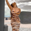 Women Dress Tiger Print Sleeveless Long Dress Bodycon Sexy Evening Party Maxi Dresses Clubwear