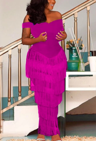 Women Dresses Blue Tassels Fringe Sexy Party Off Shoulder Sleevless Elegant Bodycon Long Cocktail Birthday Outfits Celebrate New