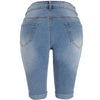 Women Elastic Destroyed Hole Leggings Short Pants Denim Shorts Ripped Jeans Short Pants Denim Shorts Zipper Plus Size Jeans Blue