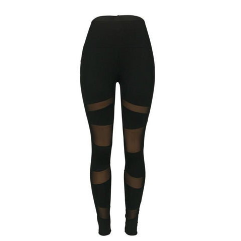 Women Elastic High Waist Legging Black Mesh Splicing Fitness Leggings sexy Solid Ankle-Length Bottoms for Female