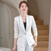 Women Elegant Beading Blazer Long Sleeve Single Button Slim Bleaded Coat Formal Office Work Jacket White Business Outerwear