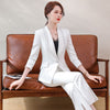 Women Elegant Beading Blazer Long Sleeve Single Button Slim Bleaded Coat Formal Office Work Jacket White Business Outerwear