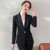 Women Elegant Beading Blazer Long Sleeve Single Button Slim Bleaded Coat Formal Office Work Jacket White Business Outerwear
