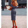 Women Elegant Bodycon Dress Off Shoulder Polka Dot Party Night Women Dresses Sexy High Waist Midi Dress Womens Plus Size S-XXL