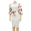 Women Elegant Bodycon Dresses O Neck Three Quater Sleeves High Waist Office Ladies Work Wear Package Hip African Spring