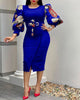 Women Elegant Bodycon Dresses O Neck Three Quater Sleeves High Waist Office Ladies Work Wear Package Hip African Spring