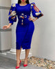 Women Elegant Bodycon Dresses O Neck Three Quater Sleeves High Waist Office Ladies Work Wear Package Hip African Spring