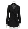 Women Elegant Office Lady Slim Pockets Blazers Solid Notched Jackets Women Tie Belt Waist Double Breasted Suit Ladies