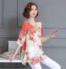 Women Elegant Floral Print Blouse Summer Ladies o-neck Short Sleeve Loose Shirts Casual Tops