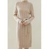 Women Elegant O Neck Sweater Autumn Winter Knit Dress Long Sleeve Jumper Sashes Oversize Dresses Loose Robe Pull Vestidos