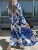 Women Elegant Pattern Print Maxi Dress 2023 Spring Casual Long Sleeve Party Dress Summer Ladies Sexy V-Neck Long Dress Vestido