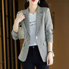 Women Elegant Plaid Blazer Long Sleeve Single Button Slim Houndstooth Coat Formal Office Work Jacket Outerwear Shiny Chic Tops