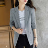 Women Elegant Plaid Blazer Long Sleeve Single Button Slim Houndstooth Coat Formal Office Work Jacket Outerwear Shiny Chic Tops