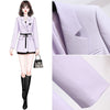 Women Elegant Purple Casual Blazer Spring Autumn 2023 Korean High-End Suit Coat with Belt Office Lady Work Jacket New