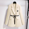 Women Elegant Purple Casual Blazer Spring Autumn 2023 Korean High-End Suit Coat with Belt Office Lady Work Jacket New