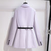 Women Elegant Purple Casual Blazer Spring Autumn 2023 Korean High-End Suit Coat with Belt Office Lady Work Jacket New