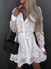 Women Elegant Solid Turn-down Collar Shirts Dress Lady Single-Breasted Mini Dress Spring Summer Long Sleeve Party Dress