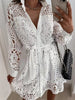 Women Elegant Solid Turn-down Collar Shirts Dress Lady Single-Breasted Mini Dress Spring Summer Long Sleeve Party Dress