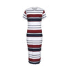 Women Elegant Striped Dress Sexy Sheath Beach Dress Slim O-Neck Short Sleeve Party Dresses Summer  Plus Size Red Yellow