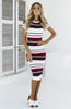 Women Elegant Striped Dress Sexy Sheath Beach Dress Slim O-Neck Short Sleeve Party Dresses Summer  Plus Size Red Yellow