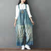 Women Embroidered Plus Size Vintage Scratched Wide Leg Jumpsuits Ladies Bleached Embroidery Floral Loose Denim Overalls Rompers