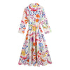 Women Fall 2022 Vintage Chic Slim Three-quarter Sleeve Printed Midi Shirt Dress Vestidos Mujer