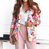 Women Casual Multicolor Printed Suit And Long Trousers Temperament Lapel Pant Suit Jackets