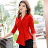 Women Casual Office Lady Wear Double Breasted Small Blazer Coat Half Sleeve Summer Female Outerwear Chic Tops