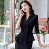 Women Casual Office Lady Wear Double Breasted Small Blazer Coat Half Sleeve Summer Female Outerwear Chic Tops