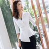 Women Casual Office Lady Wear Double Breasted Small Blazer Coat Half Sleeve Summer Female Outerwear Chic Tops