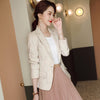 Women Casual Single Button Blazers Coat Vintage Slim Long Sleeve Female Outerwear S-4XL Chic Black Apricot Plaid Tops