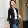 Women Casual Single Button Blazers Coat Vintage Slim Long Sleeve Female Outerwear S-4XL Chic Black Apricot Plaid Tops