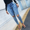 Women Casual Slinky Jeans Long Pants Beaded Pocket Design Women Trousers RippedDesign Denim Pants Casual  Jeans