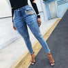 Women Casual Slinky Jeans Long Pants Beaded Pocket Design Women Trousers RippedDesign Denim Pants Casual  Jeans