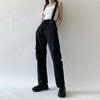 Women Harajuku Cargo Pants Black Detachable Strap Trousers Female Elastic Waist Streetwear Pants Plus Zise Casual Pants