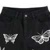 Women High Waist Butterfly Print Denim Jeans Stylish Pants for Shopping Daily Casual Wear Straight Trousers