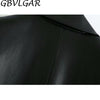 Women Notched Double Breasted PU Leather Blazers Coat Casual Straight Long Sleeve Back Vents Female Outerwear Chic Tops