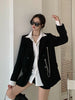 Women Office Wear Double-breasted Black Blazer Coat Vintage Long Sleeve Suit Jacket Pockets Female Outerwear Chic Tops