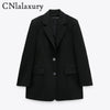 Women Office Wear Single Breasted Black Blazer Coat Vintage Long Sleeve Suit Jacket Pockets Female Outerwear Chic Tops