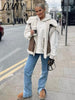 Women Patchwork Sleeveless Vest Waistcoat Loose Thicken Lapel Jacket Coat 2023 Autumn Chic Tops Commuter Outwear Street