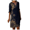 Women  Plus Size Floral Printed Half Sleeved Sexy V-Neck Knee-Length Dress Casual Daily Streetwear Summer Vocation Dress