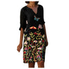 Women  Plus Size Floral Printed Half Sleeved Sexy V-Neck Knee-Length Dress Casual Daily Streetwear Summer Vocation Dress