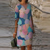 Women  Plus Size Floral Printed Half Sleeved Sexy V-Neck Knee-Length Dress Casual Daily Streetwear Summer Vocation Dress