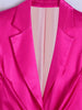 Women Rose Red Bow Tied Satin Blazer Coat 2023 Full Sleeves Pleated Notched Casual Female Outerwear